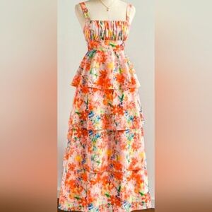 Floral Tiered Dress - Multicolor